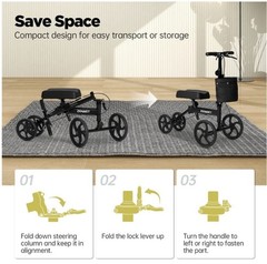 Economy Knee Scooter Foldable Walker for Foot Surgery Crutch Alternative BLACK