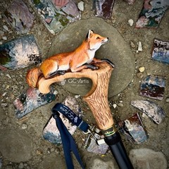 Hand-Painted Fox Walking Cane, Fashion Hand-painted Luxury Walking Stick