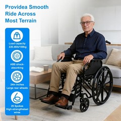 Lightweight Elderly Transport Wheelchair Portable Folding Transport Chair 220LBS