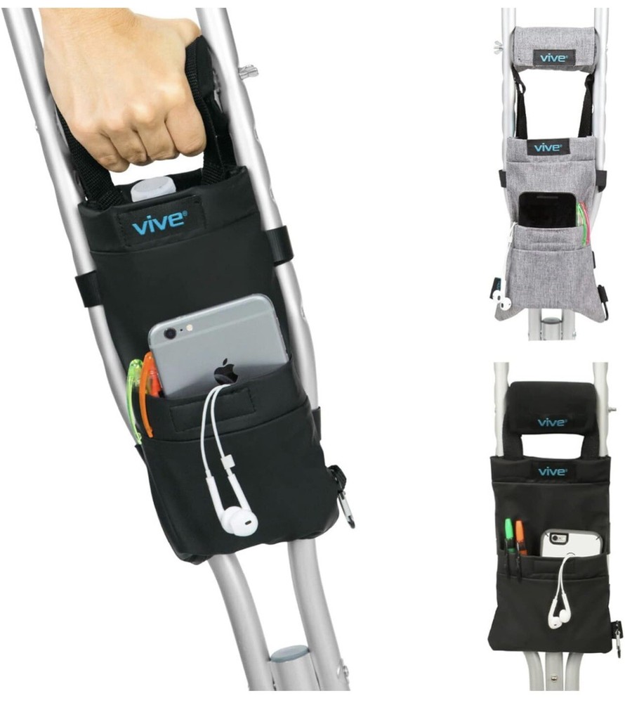 Vive Crutch Bag & Hand Grip Pads – Water-Resistant Pouch with Foam Padding