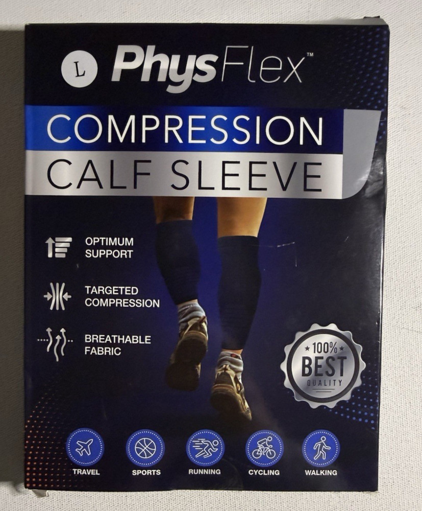 Calf Compression Sleeves for Men and Women – 1 Pair/Black/Large