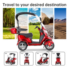 800W Electric Seniors Mobility Scooter with Sunshade Canopy 31 miles 15mph 500lb