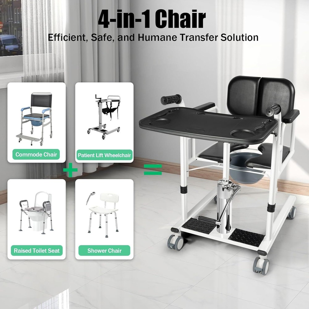 Hydraulic Patient Lift Transfer Chair for Home, 330.7 Lbs Transfer Nursing Chair