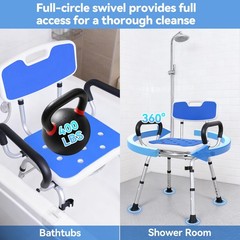 Swivel Shower Chair: 400 lbs Heavy Duty Shower Chair for Elderly Disabled Inj…