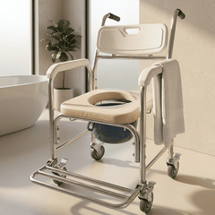 4 in 1 Commode Chair 300lbs Aluminum Shower Wheelchair Bath Seat Medical Elderly