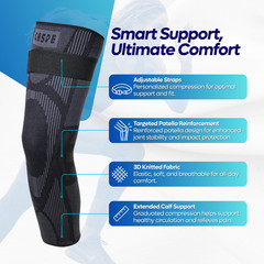 Full Leg Knee Support Compression Sleeve Brace Joint Pain Relief Arthritis Sport