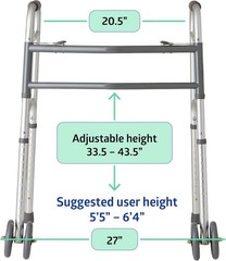 Medline Heavy-Duty Bariatric Folding Walker with 5” Wheels and Durable Handles