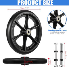 2Pcs Replacement Wheelchair Wheels for Walkers 8 Inch Solid Wheelchair Front Whe