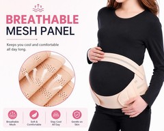 3 in 1 Maternity Support Belt Pregnancy Belly Band Back Brace Beige L XL 2XL