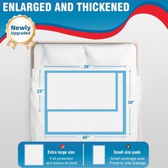 40×36 Inch Extra Large Underpads 100% Latex Free 130 Gram Heavy Duty (25 Count)
