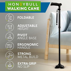 Walking Cane for Men and Women, Adjustable Aluminum Foldable Support Stick