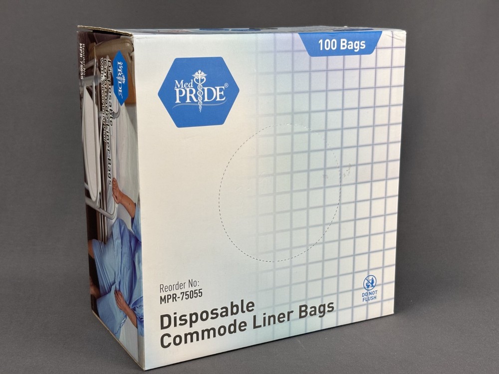 Med Pride Disposable Bedside Commode Liner Bags [Pack of 100] (18H)