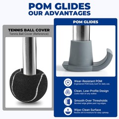 4-Pack Universal POM Ski Glides for 1 1/8″ Folding Walkers, Indoor Floor Feet