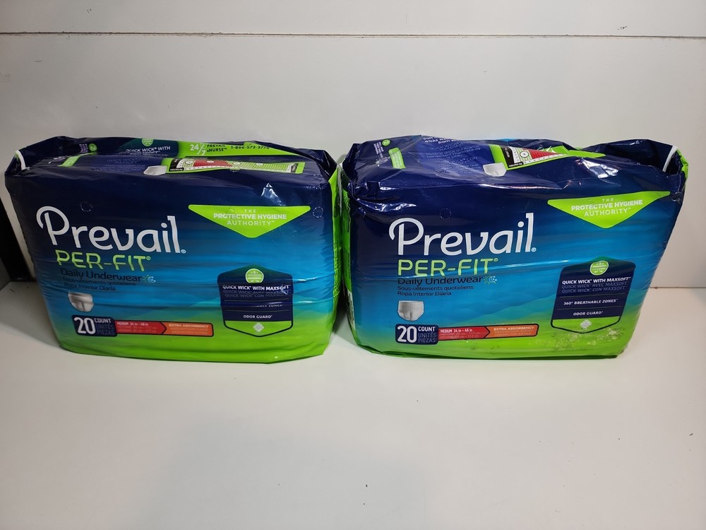 PREVAIL Per-Fit Adult MEDIUM Unisex Underwear 2Bags Of 20 (=40) Perfit Daily