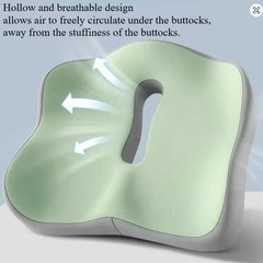 1pc Memory Foam Seat Cushion – 3D Ergonomic Support| Light Green Grey Black Wash