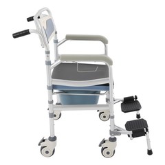 Height Adjustable Commode Chair, Rolling Shower Wheelchair, Versatile Design