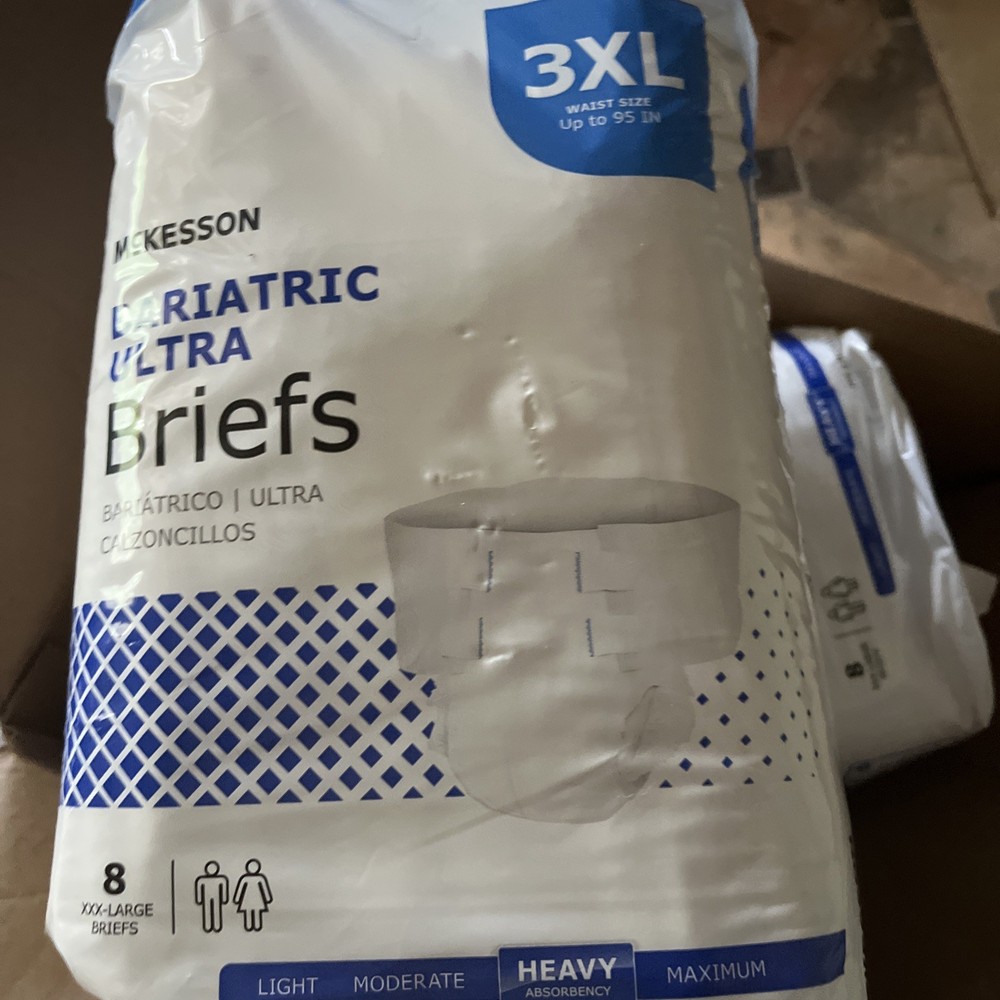McKesson Ultra Plus Bariatric Adult Brief, Tab Closure 3X-Large, Bag of 8