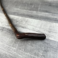 Natural Hardwood Walking Stick Cane Rustic Handcrafted Hiking Staff 35 Inch Bark