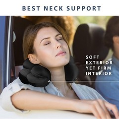 Total Pillow Donut for Airplane & Travel, Sleeping Neck Single, Black