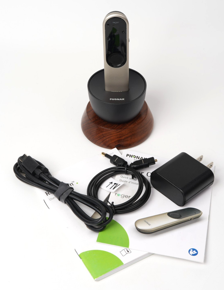 Phonak Roger On V2 Hearing Aid Microphone + Dock Charger TV Cable – UPGRADED