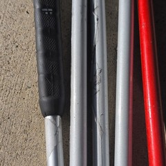 Collapsible Folding Walking Cane White/Red/Black with Black Grip