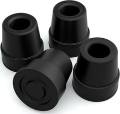 Quad Cane Tips Heavy Duty Rubber Foot Replacement 1/2 Inch Black Attachment Grip