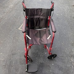 Medline Excel Lightweight Transport Wheelchair Red Folding w/ Hand Brakes &