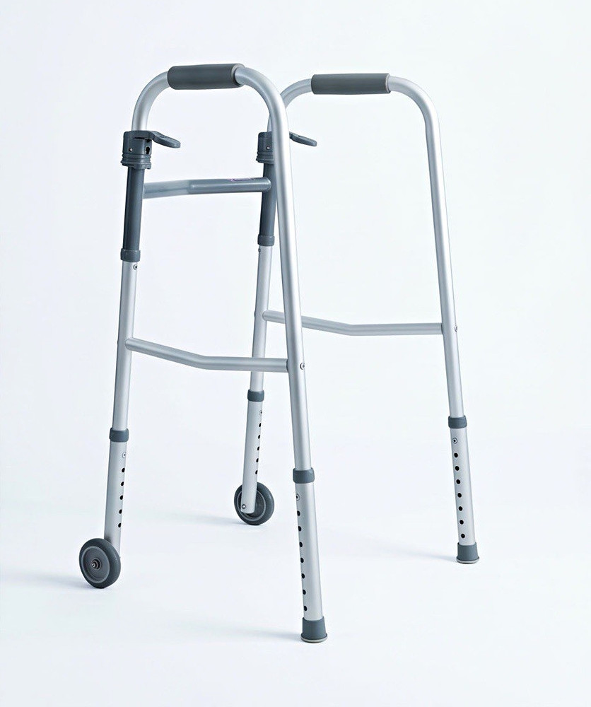 Ultimate Home Care 2-Wheel Adjustable Height Walking Frame Silver/Gray