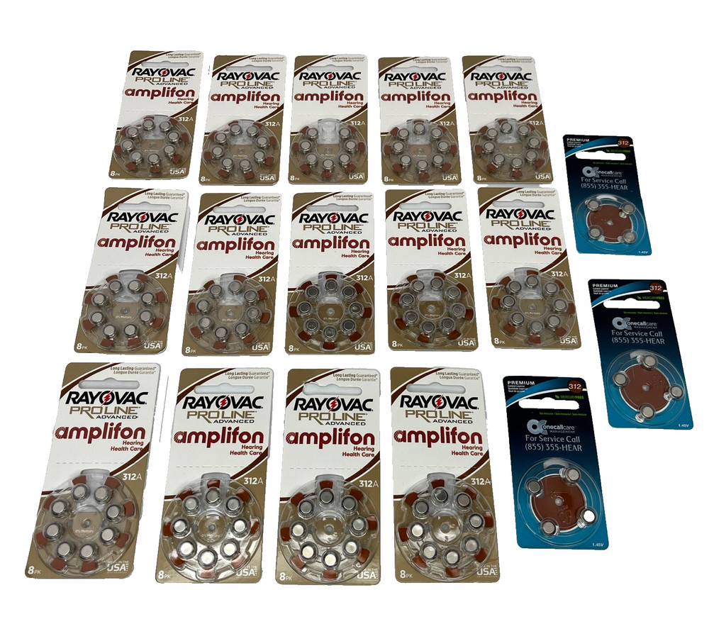 124 Hearing Aid Batteries RAYOVAC Proline 1.45V 312 312A EXPIRED 2021 (17 Packs)
