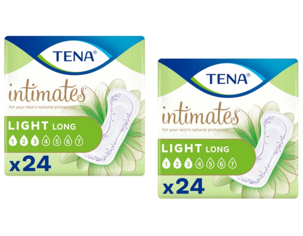 2 Pack of Tena Intimates Ultra Thin Light Incontinence Pad Long, 24 Count