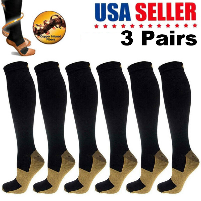 3 Pack Bamboo Compression Socks (20-30 mmHg) Moisture Wicking Support Stocking