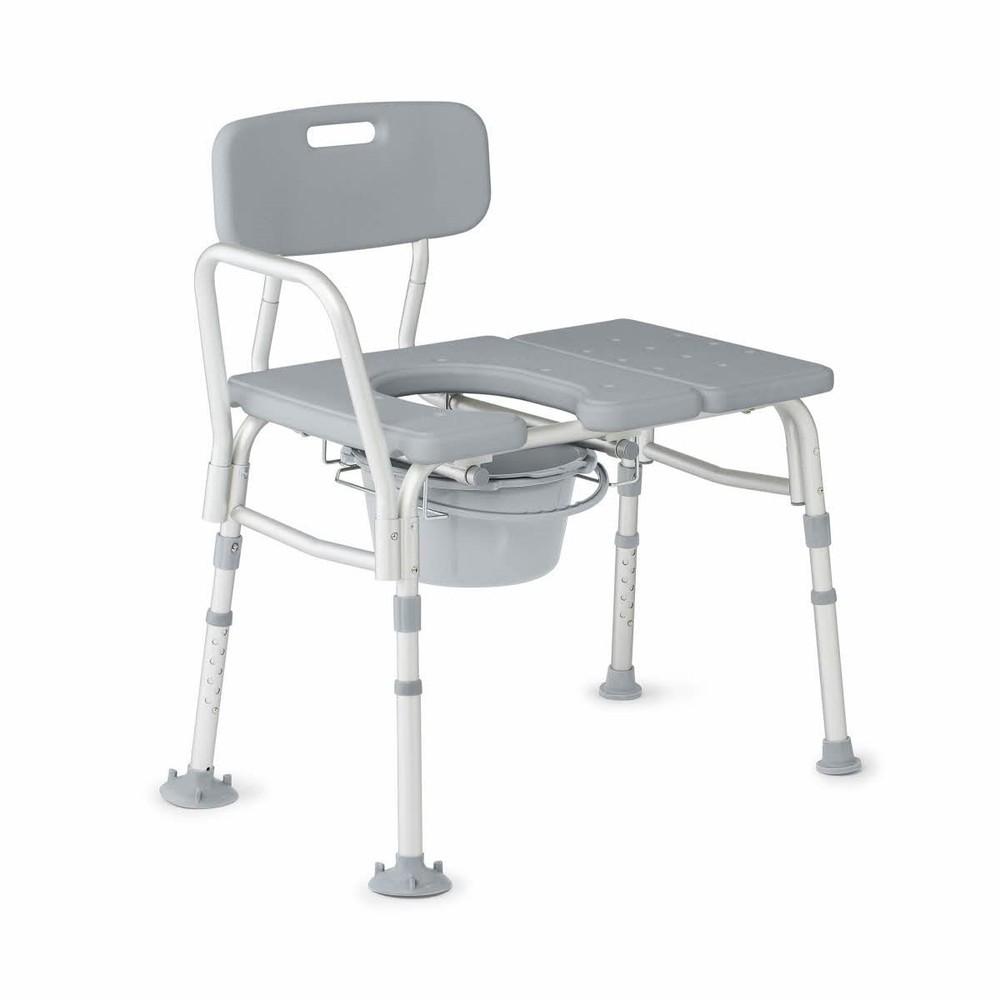 Medline Transfer Bench w/Commode Cutout & Commode Bucket 400lb Capacity