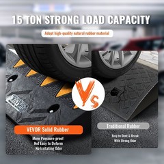 15T 4.25×11.8×19.7in Heavy Duty Rubber Curb Ramp Wedge for Vehicles Wheelchairs
