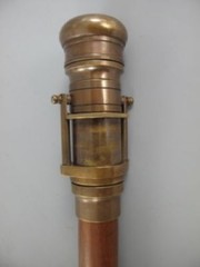 Antique Brass Walking Telescope Handle Cane Brass Wood Stick Folding Hidden Spy