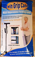 Twin Grip Folding Cane with LED Lights & SOS Alarm Adjustable, Portable, Secure