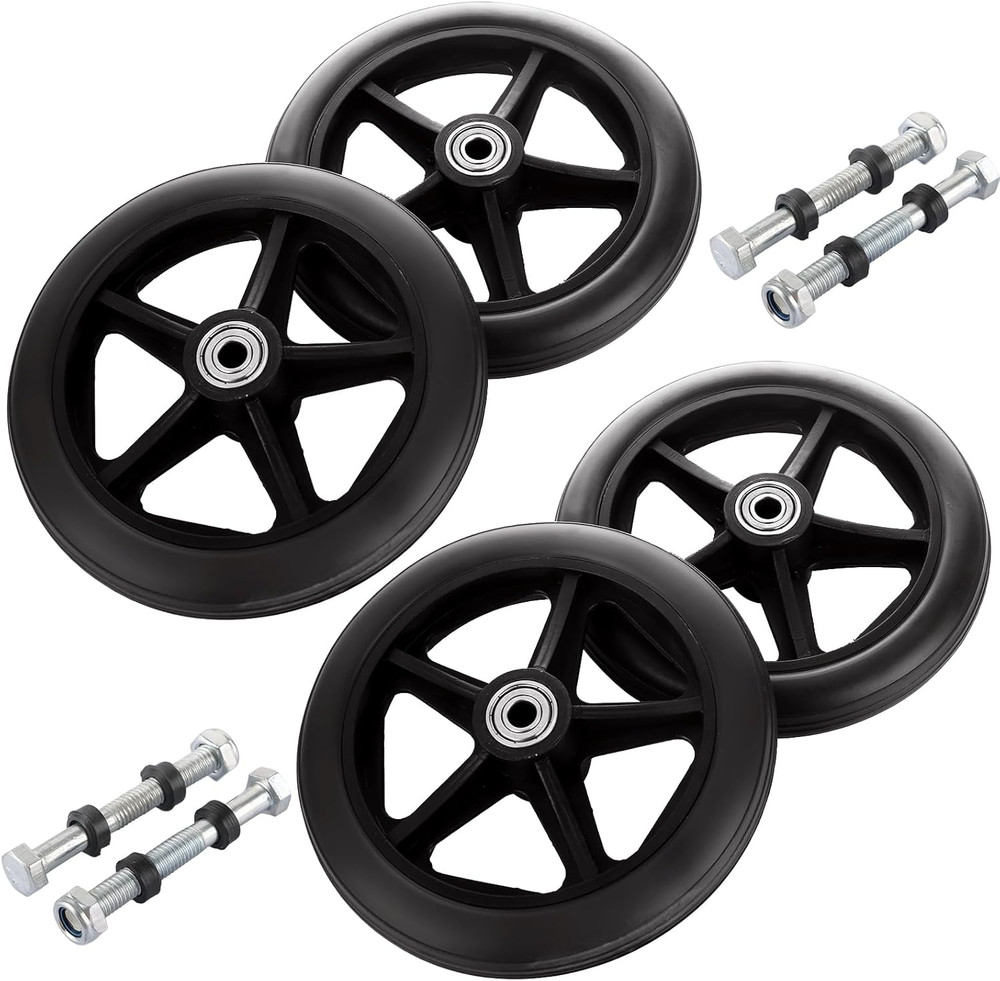 4 Pcs 6 Inch Walker Wheels Replacement, Solid Wheelchair Front Wheels, Anti-Slip