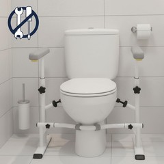 KMINA Toilet Safety Rails for Seniors (330 lbs), Frame with Arms Grab Bars White