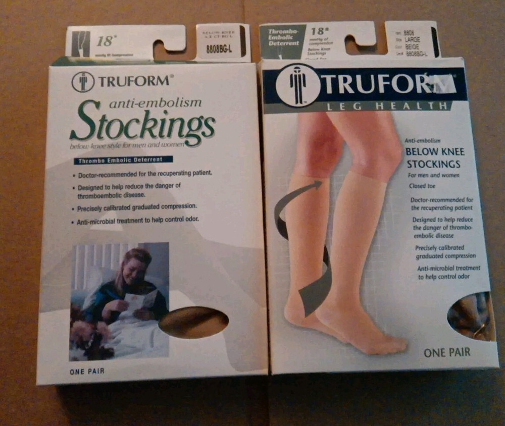 18 mmHg Truform Below Knee Anti-embolism Stockings 8808 Size L 8808BG-L Lot Of 2
