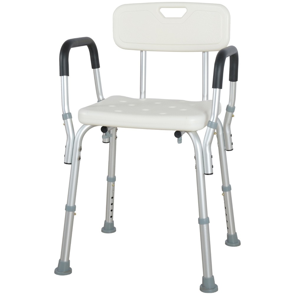 Adjustable Non Slip Shower Chair Arm Back Support Elderly Bath Safety Seat
