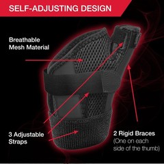 MUELLER Sports Medicine Adjust-to-Fit Thumb Brace, 1 Count (Pack of 1), Black