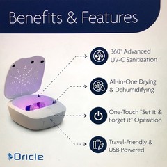 ORICLE UV Hearing Aid Dryer+Sanitizer Station Removes Moisture From Hearing Aids