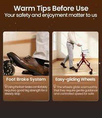 Z35 PackGo Foldable Lightweight Rollator Walker Red (Magnesium Alloy Frame)