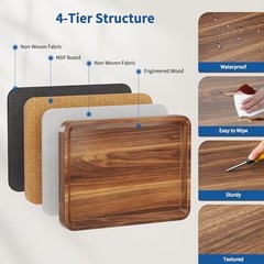 C Table End Table Adjustable Height, L15.7*W11.8 Walnut-height Adjustable