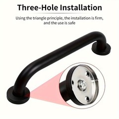 Stainless Steel Black Bathroom Grab Bar, Anti-slip Curved Safety Handrail