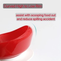 pekokavo Spill Proof 5.8″ Scoop Bowl with Non-Skid Suction Normal, Red/White