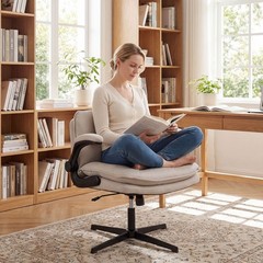 Criss Cross Chair w/Flip-up Arms, Adjustable Height, Wide Backrest, Padded Seat