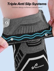 Copper Knee Brace for Men & Women – Compression Medium(16″-18.5″), Black
