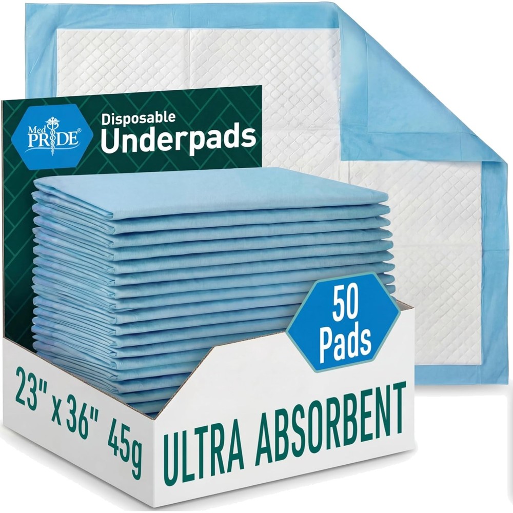 Super Absorbent Disposable Chux Pads 23x36in for Adults, Kids & Pets – 50 Count