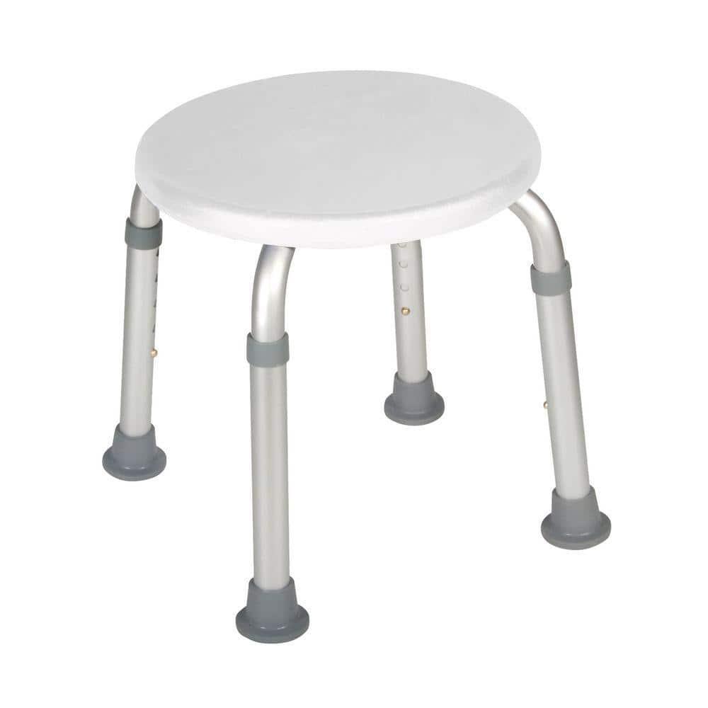 Bath Shower Stool Chair Seat Stool Adjustable Height White Non Slip Rubber Legs