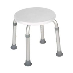 Bath Shower Stool Chair Seat Stool Adjustable Height White Non Slip Rubber Legs